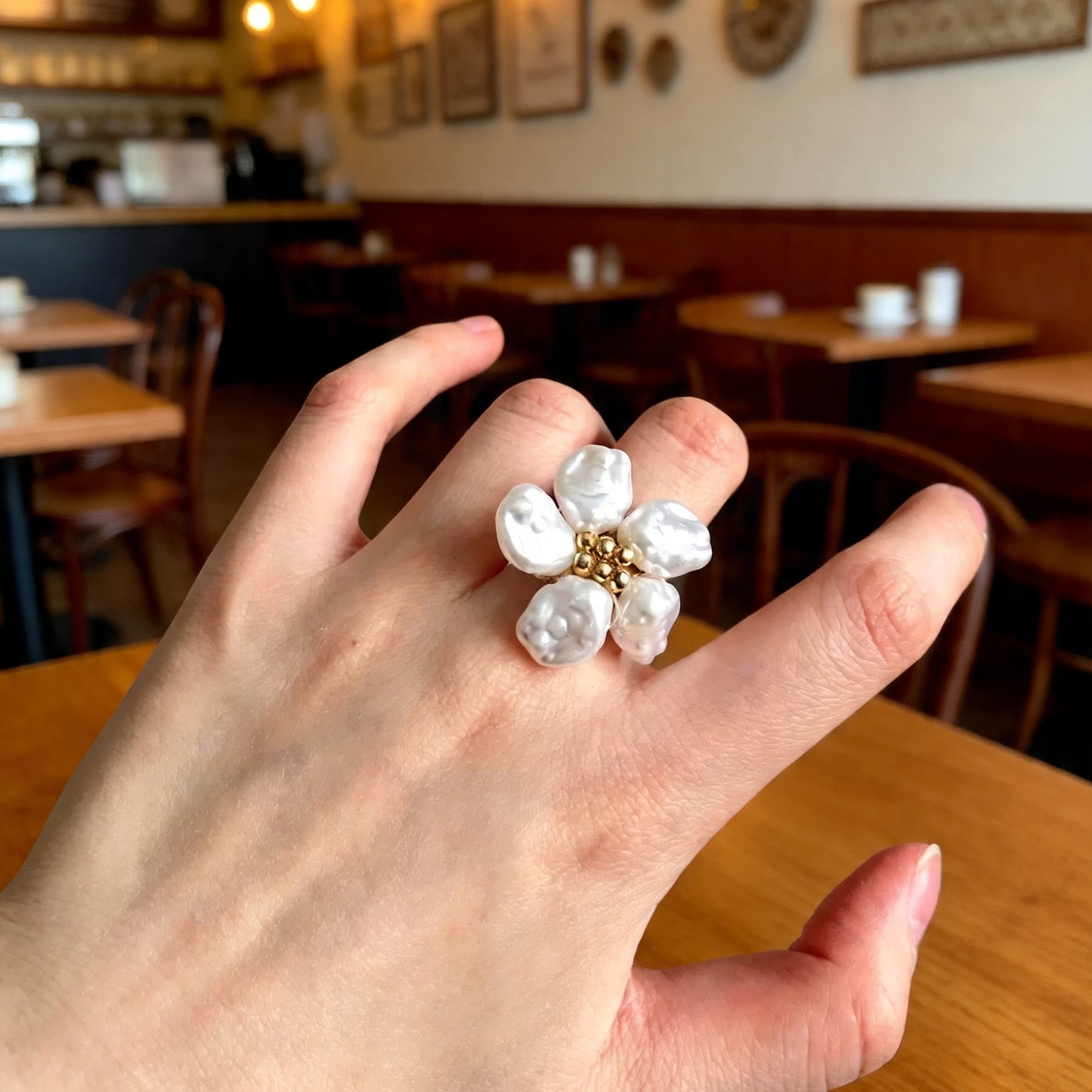 The Pearlescent Petal Ring